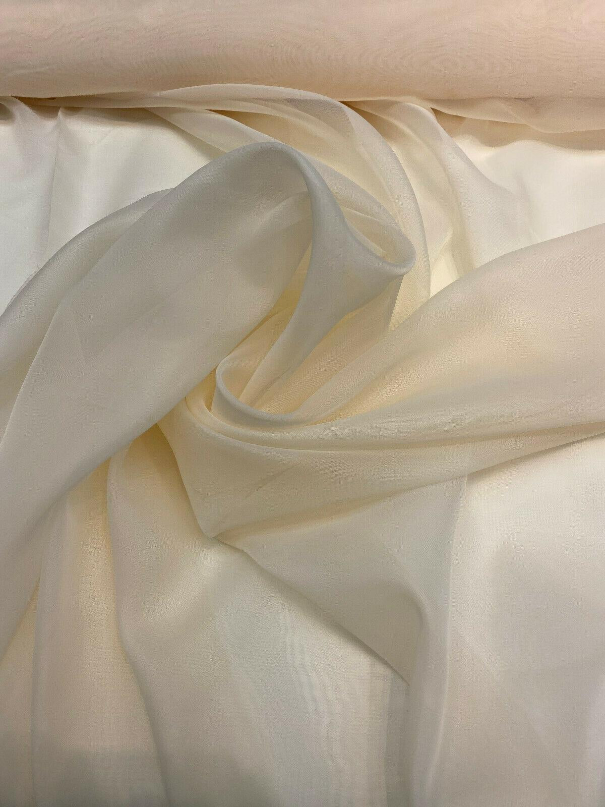 Champagne Sheer Voile Polyester Fabric - Champagne Sheer, 120" Wide (1 Yard)