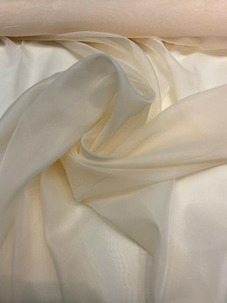 Champagne Sheer Voile Polyester Fabric - Champagne Sheer, 120" Wide (1 Yard)