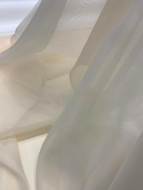 Champagne Sheer Voile Polyester Fabric - Champagne Sheer, 120" Wide (1 Yard)