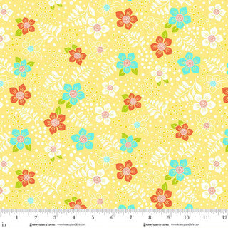Cotton Floral Fabric Jubilee Yellow 44/45"