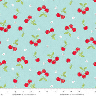 Cotton Fabric Jubilee Blue All Over Cherries 44/45