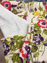 Becca Fiesta Linen Blend Fabric - Floral, Brown/Tan, Gold, Green, Natural, Pink, Purple, 54" Width, 30" Vertical Repeat, 27" Horizontal Repeat (1 Yard)