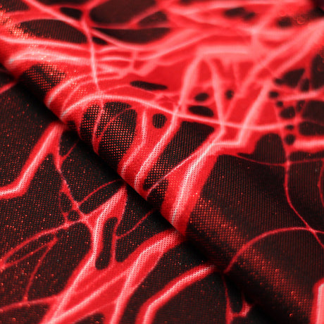 Lightning Bolt Nylon Spandex Fabric - Multi-Color Lightning Bolt Print, 58/60" Width (1 Yard)