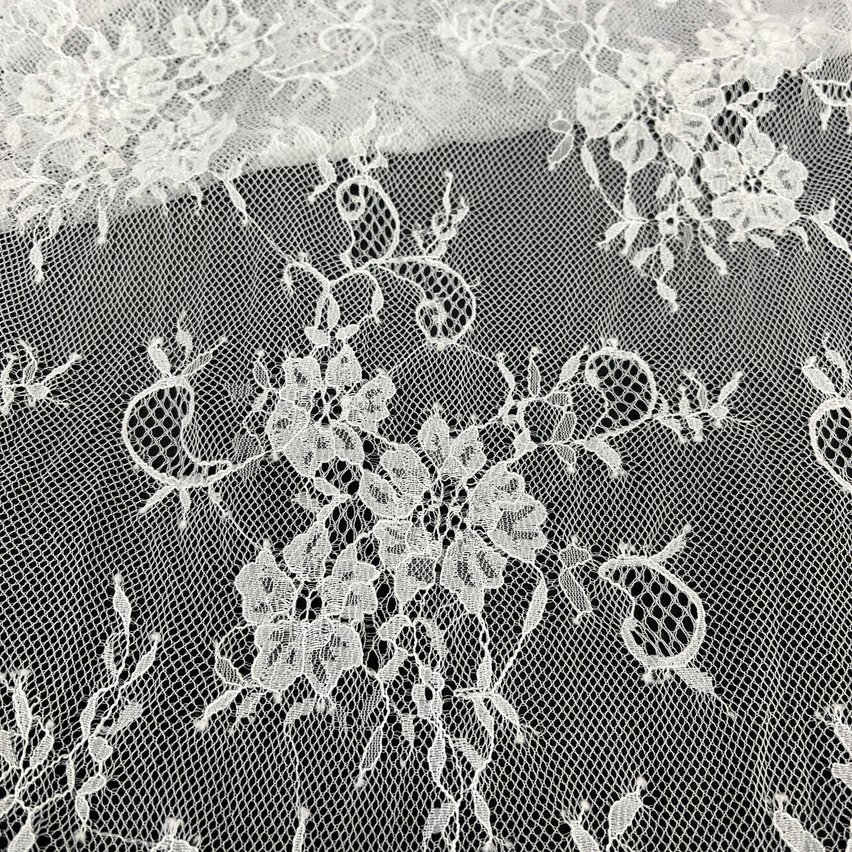 Embroidered Chantilly Lace with Eyelash Scallop