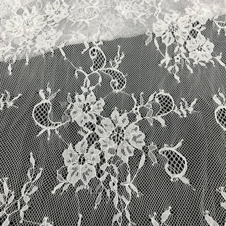 Embroidered Chantilly Lace with Eyelash Scallop