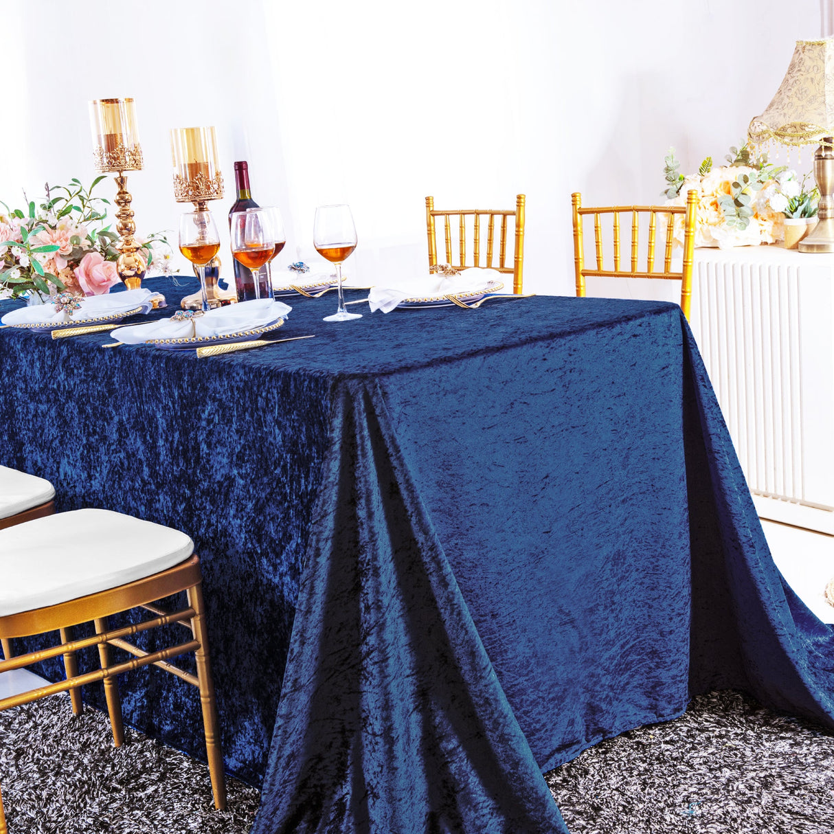 Ice Crushed Velvet Rectangular Tablecloth Seamless