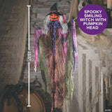 23 1/2" Hanging Pumpkin Head Witch Halloween Decoration