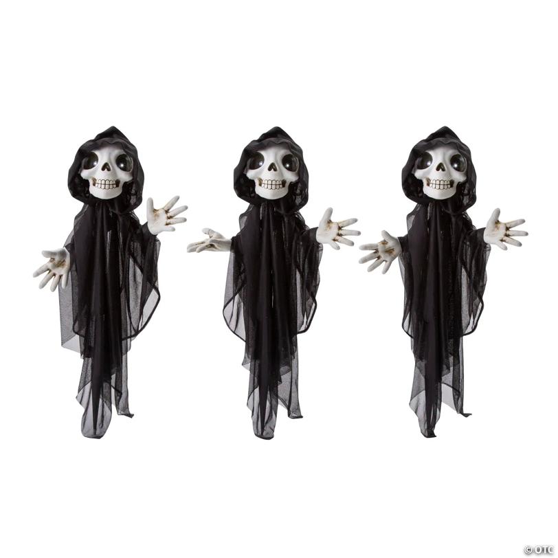 23 1/2" Light-Up Eyes Yard Stake Grinning Reapers Set – 3 Pc.