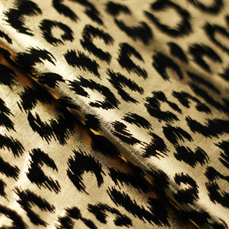 Sassy Cat Polyester Spandex Fabric - Leopard Hologram, Red/Black, Silver/Black, Gold/Black, Turquoise/Black, 58/60" Width (1 Yard)