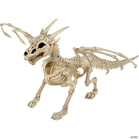 RADYAN Skeleton Dragon Prop with Wingspan for Halloween Displays and Haunted Decor shown in a clear product image