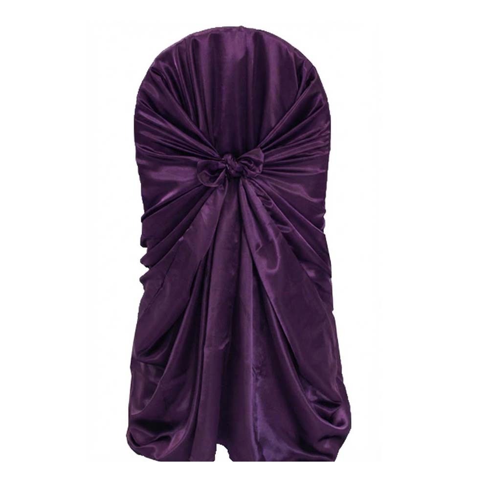 Eggplant Satin Universal Self Tie Chair Cover