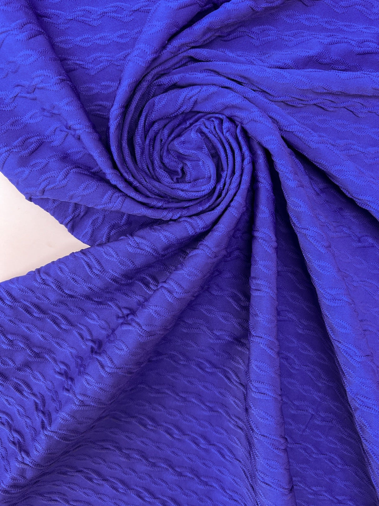 Polyamide Elastane Matelassé Blue Knitted Fabric