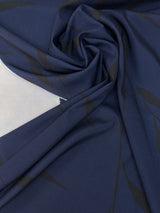 Italian Printed Polyester Crepe Floral Blue Black