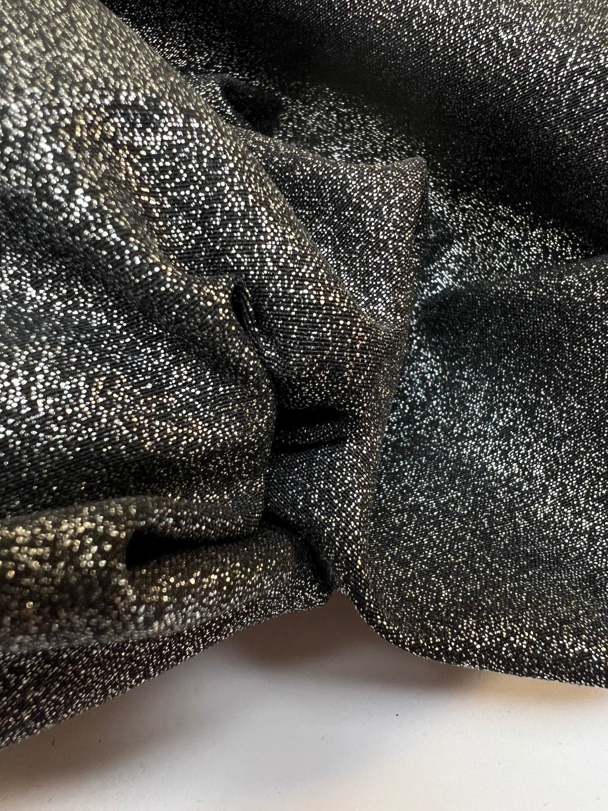 Cotton Elastane Glitter Fabric Silver Black