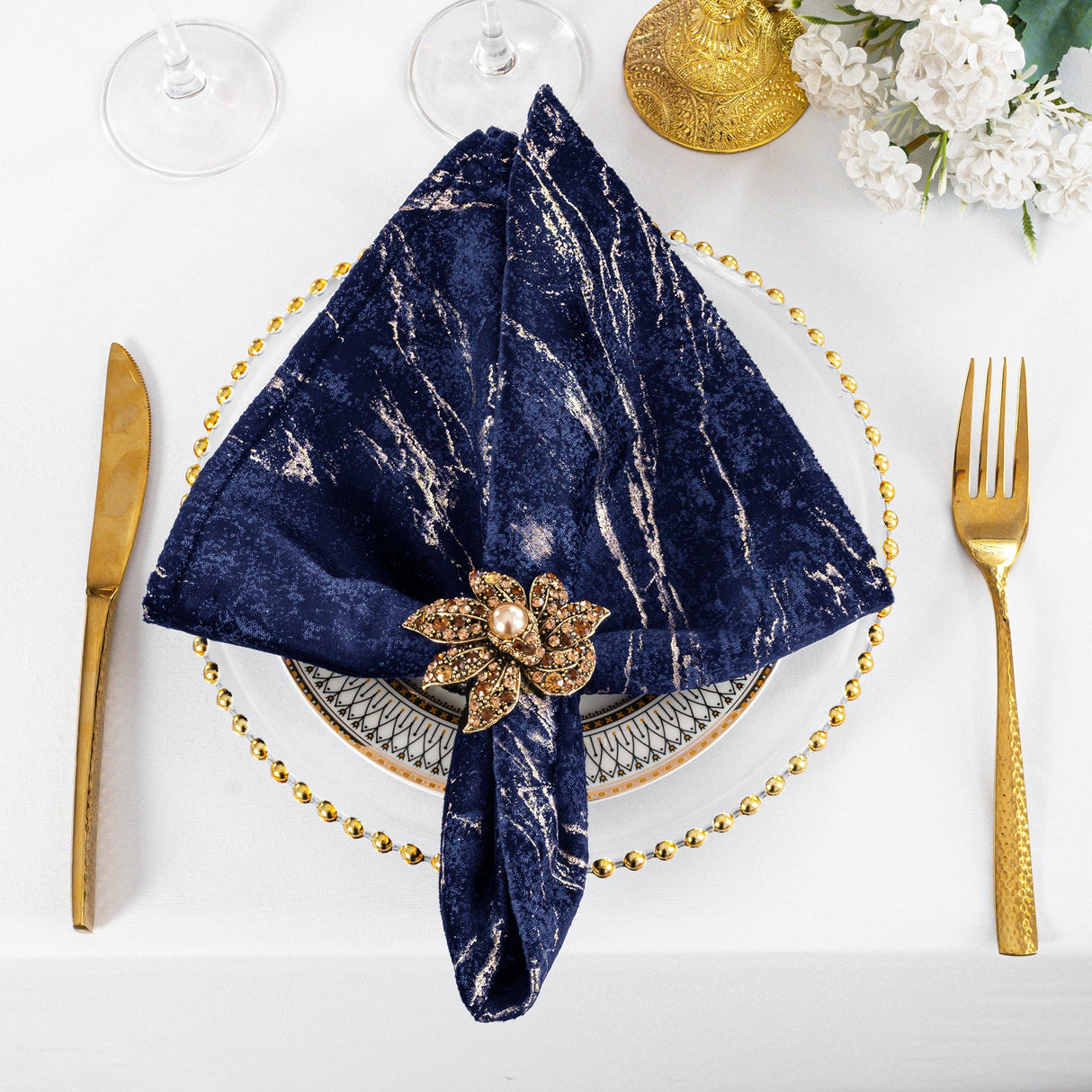Velvet Dinner Napkins 20x20 Navy Blue