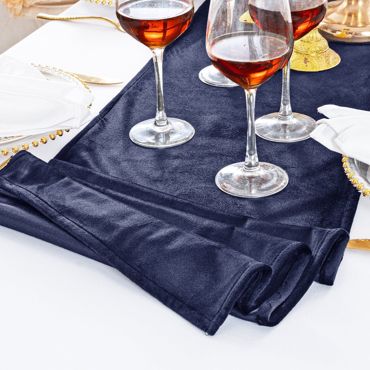 Velvet Table Runner 13x108 Navy Blue