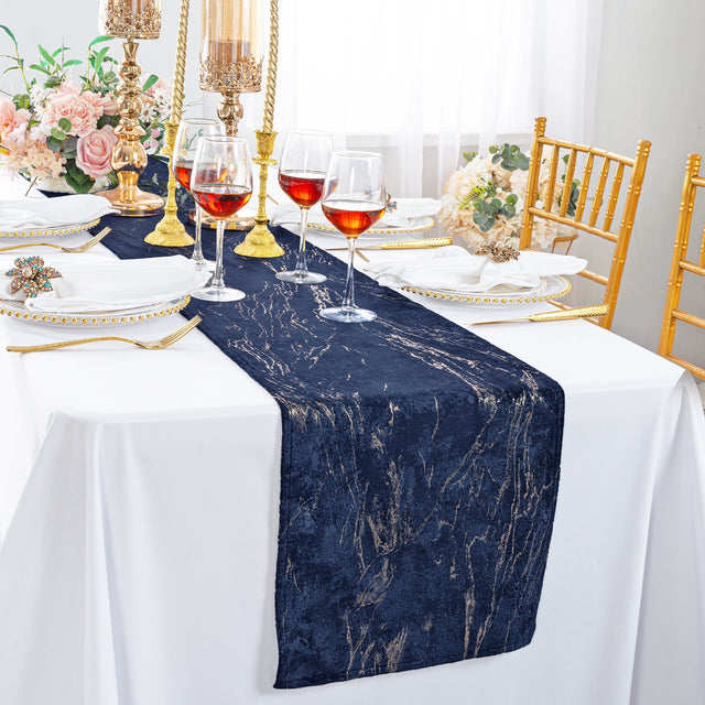 Velvet Table Runner 13x108 Navy Blue
