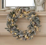 Lexington Fir Flocked LED Wreath 24 Inch Plug In Christmas Holiday Door Decor