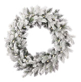 Shadow Woods Flocked Spruce Wreath 24 Inch LED Christmas Holiday Door Decor