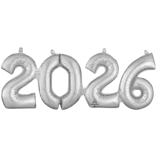 Foil Balloon 2026 Block Phrase Silver