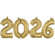 Foil Balloon 2026 Block Phrase White Gold
