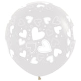 Latex Balloons Assorted Hearts Crystal Clear 24 Inch