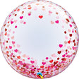 Bubble Balloon Red & Pink Confetti Hearts