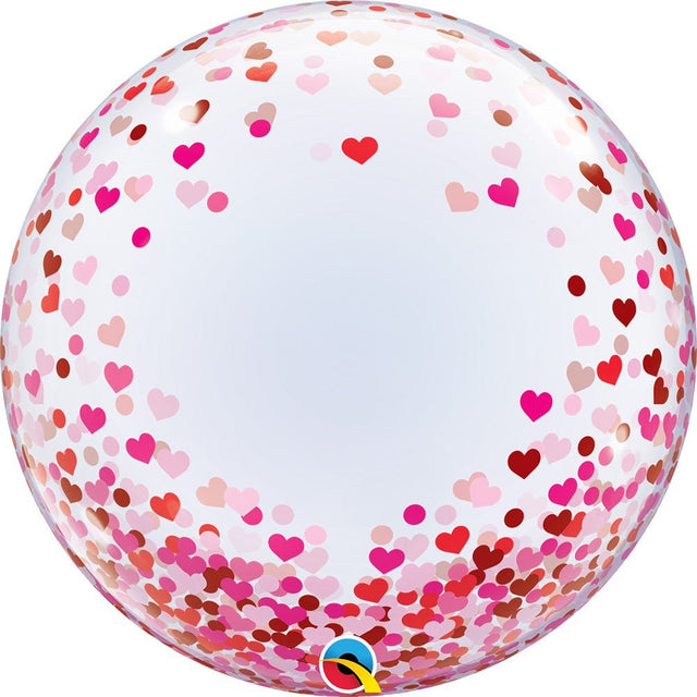 Bubble Balloon Red & Pink Confetti Hearts