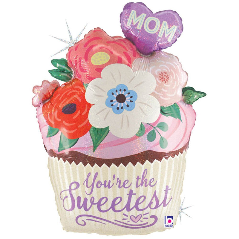 Foil Balloon Floral Mom Cupcake 24 Inch
