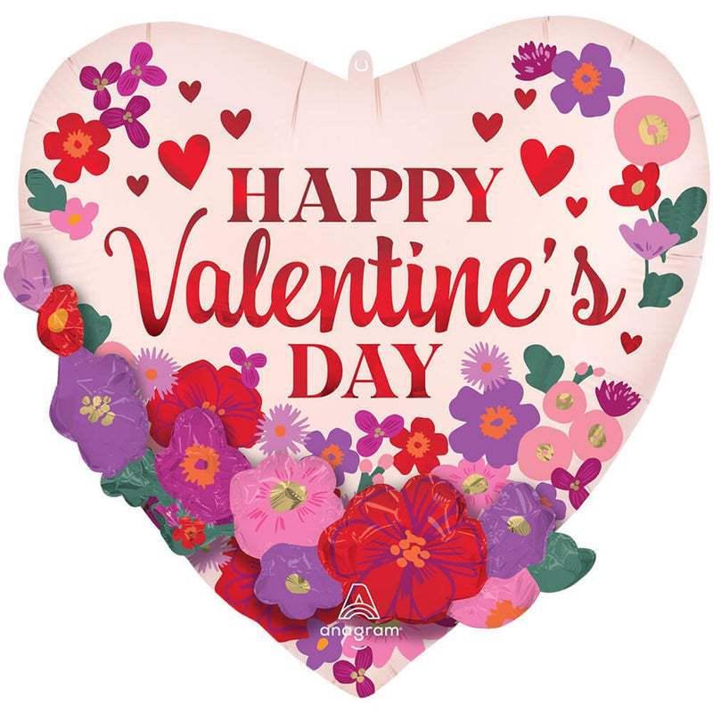Foil Balloon Happy Valentine's Day Floral Garland