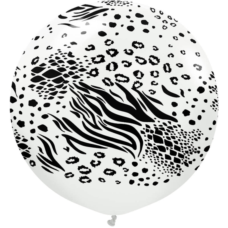 Latex Balloons Safari Mutant White w/ Black Ink 24 Inch