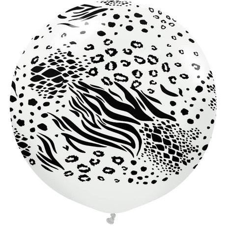 Latex Balloons Safari Mutant White w/ Black Ink 24 Inch