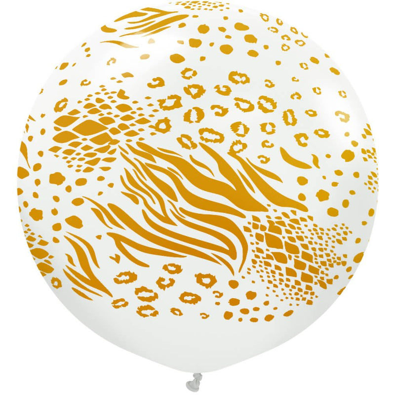 Latex Balloons 24 Inch Safari Mutant White Gold Ink