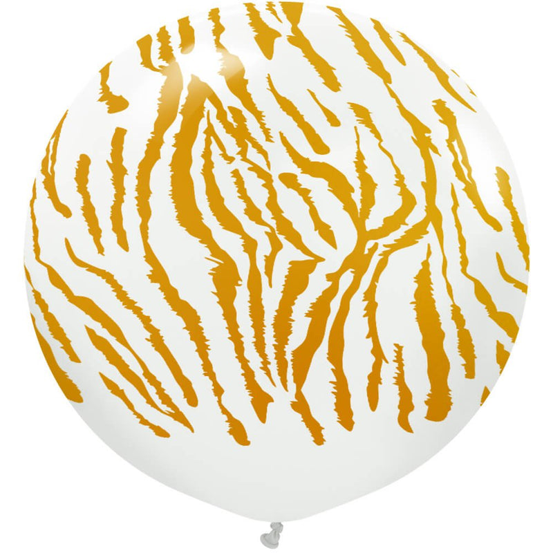 Latex Balloons Safari Tiger White Gold Ink 24 Inch