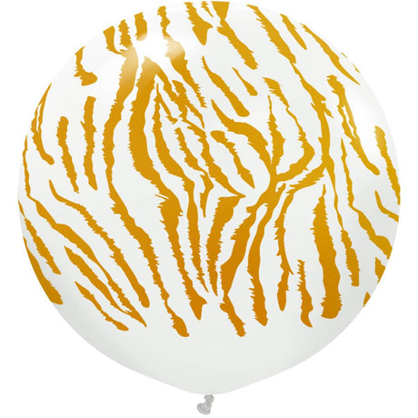 Latex Balloons Safari Tiger White Gold Ink 24 Inch