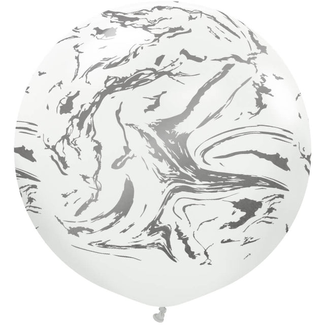Latex Balloons 24 Inch Space Nebula White Silver Ink