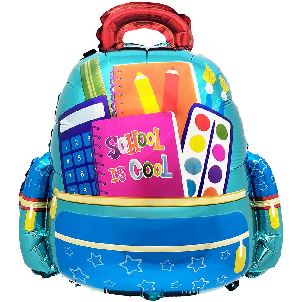 Foil Balloon School Is Cool Backpack Blue