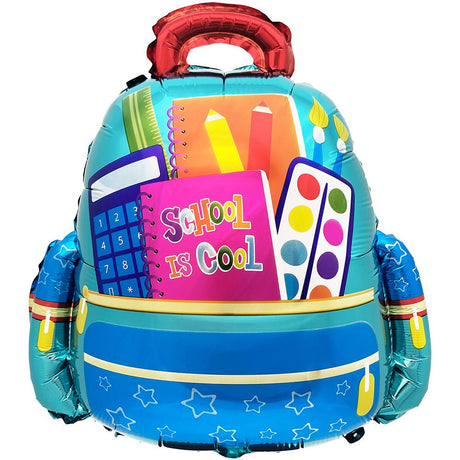 Foil Balloon School Is Cool Backpack Blue
