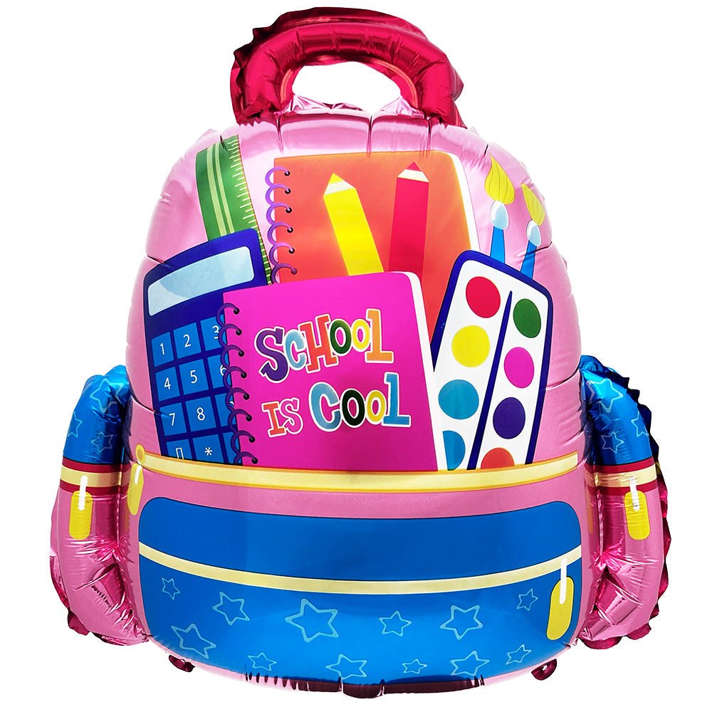 Foil Balloon School Is Cool Backpack Pink