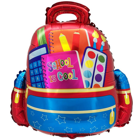 Foil Balloon School Is Cool Backpack Red