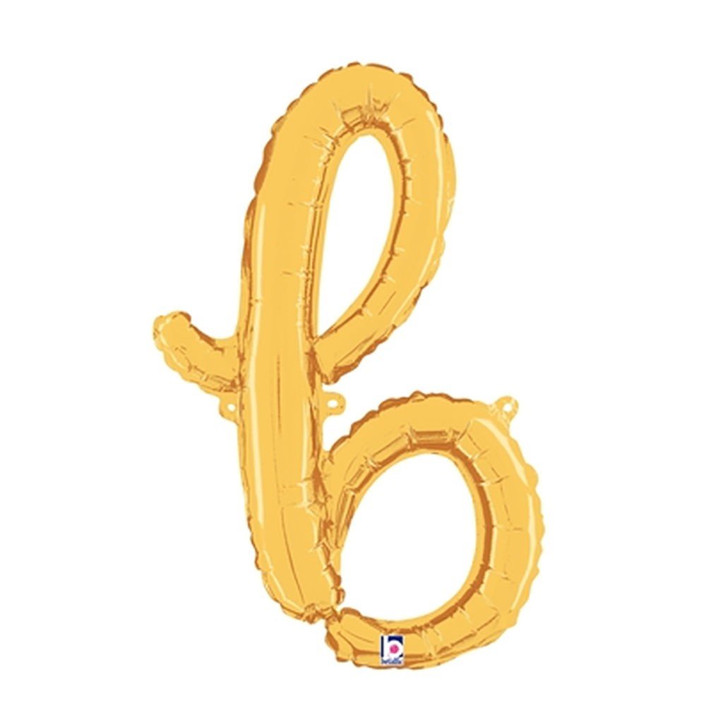 Foil Balloon Script Letter B Gold