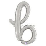 Foil Balloon Script Letter B Silver 24 Inch