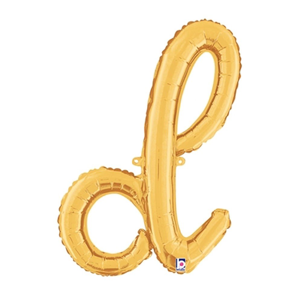 Gold Script Letter D Air-Fill Foil Balloon