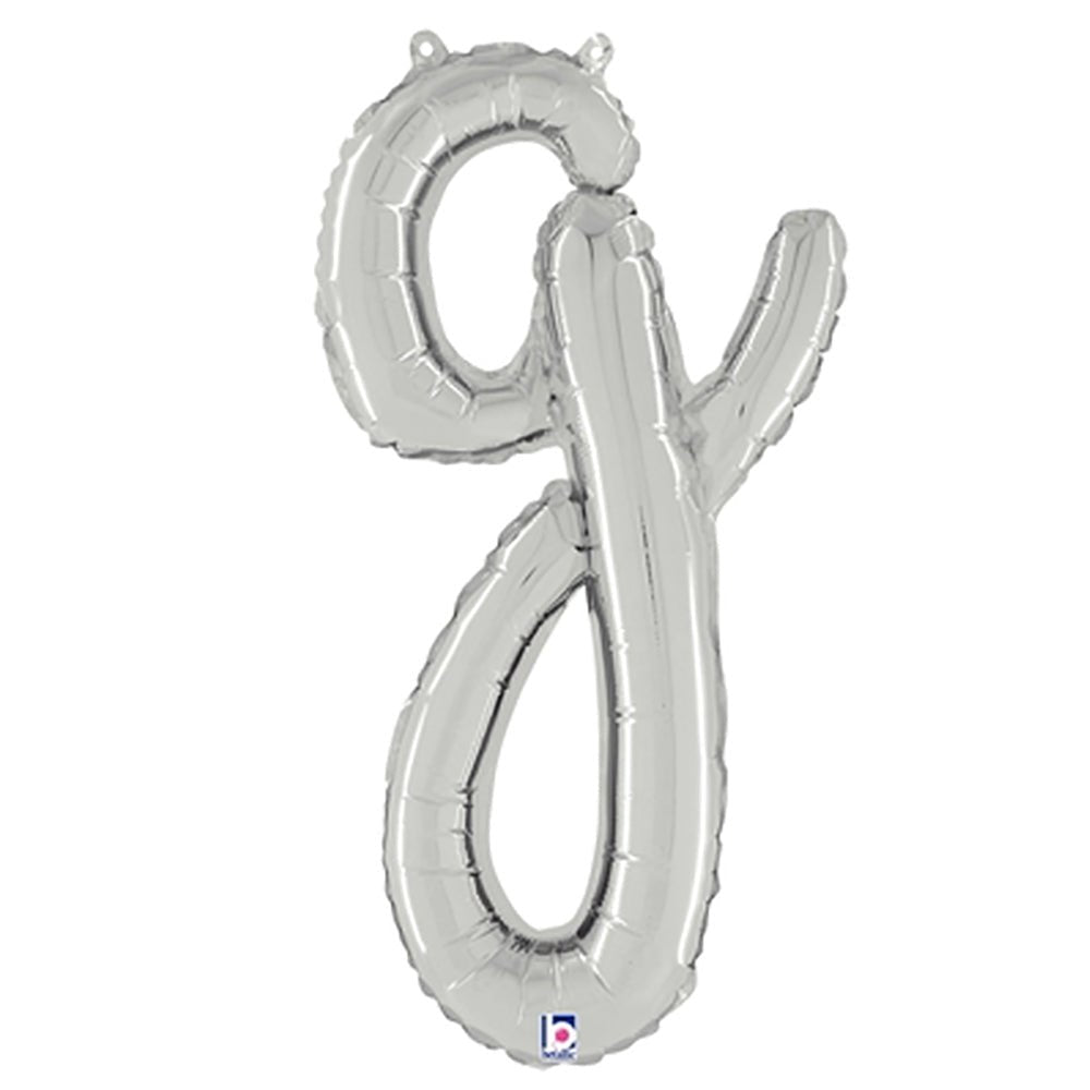 Foil Balloon Script Letter G Silver