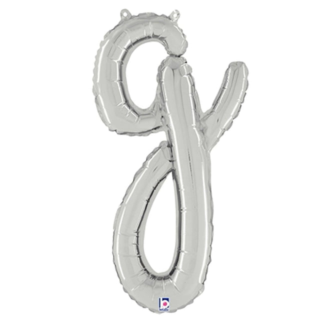 Foil Balloon Script Letter G Silver