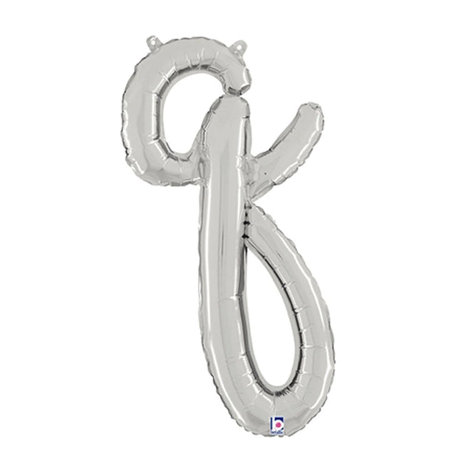 Foil Balloon Script Letter Q Silver 24 Inch