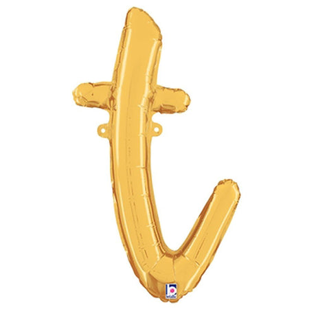 Foil Balloon Script Letter T Gold