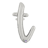 Script Letter T Silver Foil Balloon