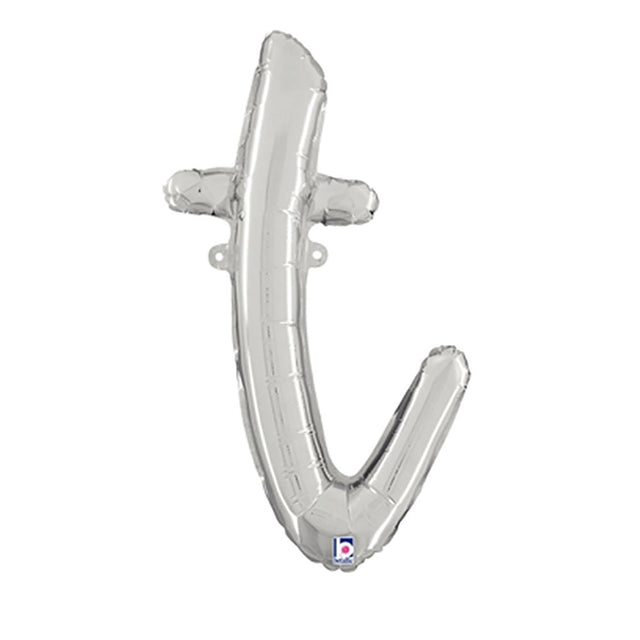 Script Letter T Silver Foil Balloon