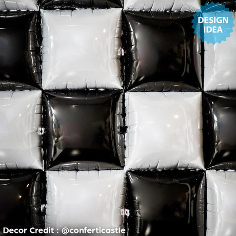 Foil Balloon 24 Inch Squared Black & White